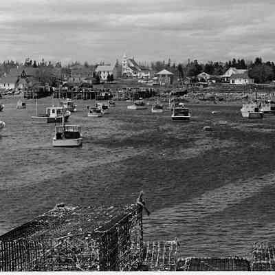 Lobster boats and traps in Corea, Maine