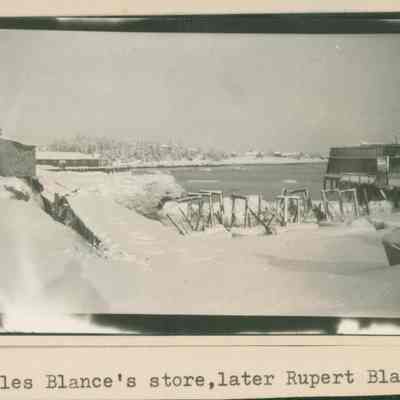 Winter view of the fish stand of the shore of Prospect Harbor.
