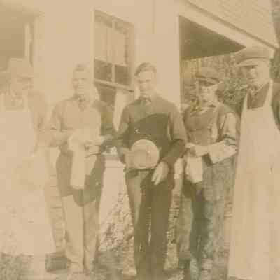 Men in front of the Noyes Store in West Gouldsboro.