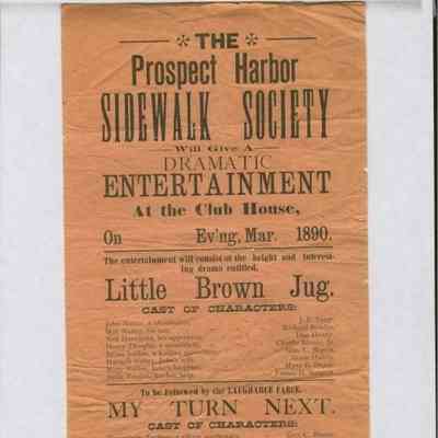 Playbill for Prospect Harbor Sidewalk Society performance