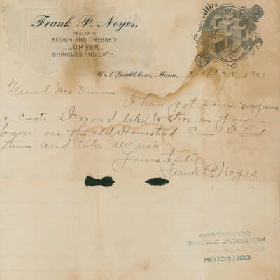 Letter to Mrs. Dunn from Frank P. Noyes