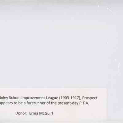 McKinley School Improvement League Record Book 1903 - 1917