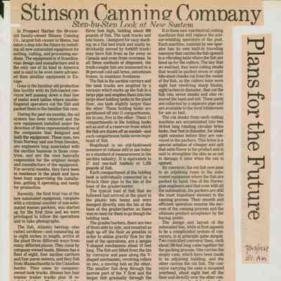 Stinson Canning Company Plans for the Future