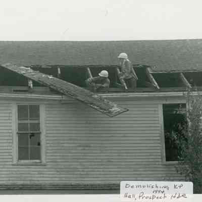 Demolishing the Knights of Pythias Hall in Prospect Harbor.