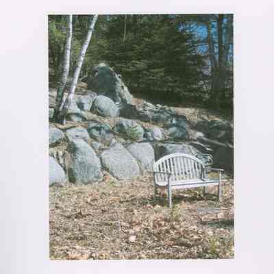 Long View of Boulder with Turtles. From photo collection of Hart Family private garden in West Gouldsboro, Maine.