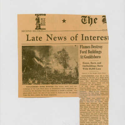 Flames Destroy Ford Buildings at Gouldsboro