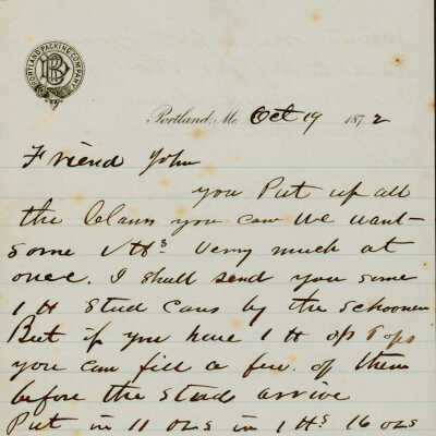 Letters to John Williams at the Stave Island Lobster Factory ( Oct 1872 - 1874)