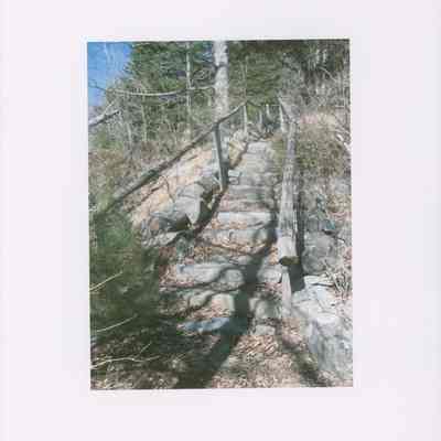 Stairway to the Garden. From photo collection of Hart Family private garden in West Gouldsboro, Maine.