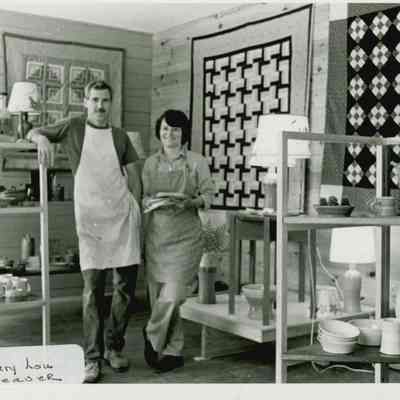 Dan and Mary Lou Weaver in showroom of Maine Kiln Works