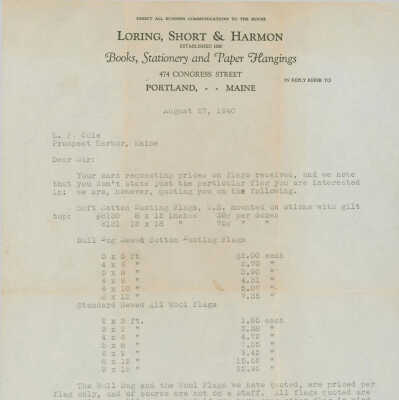 Price Quote for Louis P. Cole.