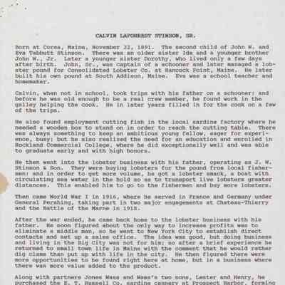 Biography of Calvin Laforrest Stinson, Sr.
