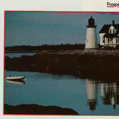 Prospect Harbor Lighthouse and Keeper's Cottage at low tide.