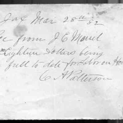 Receipts for house and medical services 1882
