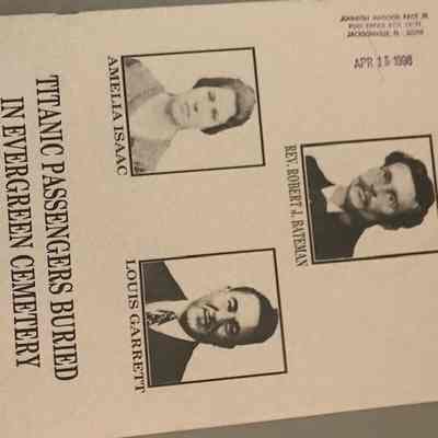 Titanic passengers buried in Evergreen Cemetery