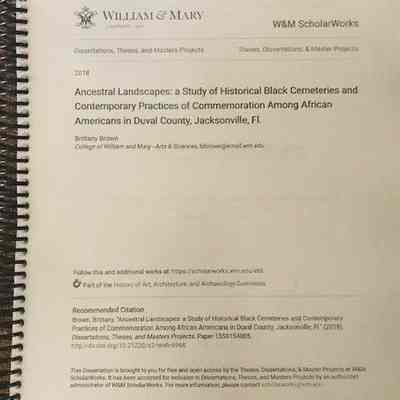 Ancestral landscapes : a study of historical Black cemeteries and contemporary practices of commemoration among African Americans in Duval County, Jacksonville, FL