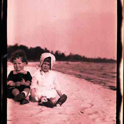 Unidentified boy and Helen on Beach