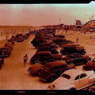 Cars on Jacksonville Beach in Front of Ocean View Pavillion