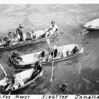 Diving for money in Kingston, Jamaica in 1913.