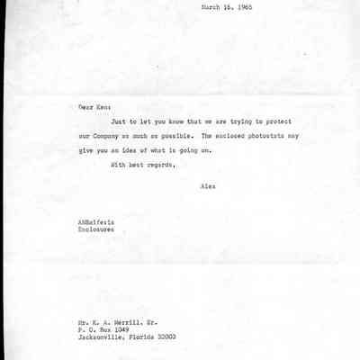 Letter with newspaper article attached, 03/16/1965