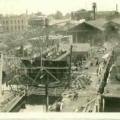 Garbage Scow construction, 1925.