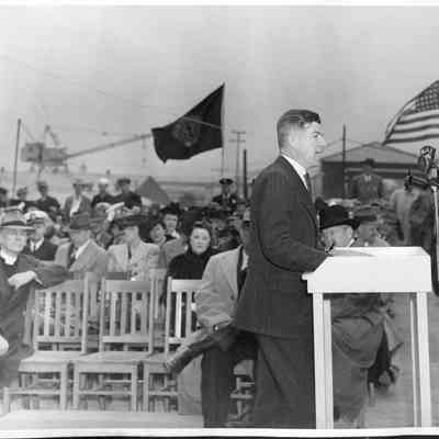 S. S. Ponce De Leon Hull #1 launching with D.J. O'Mahoney and Rt. Rev. Frank A. Juhan