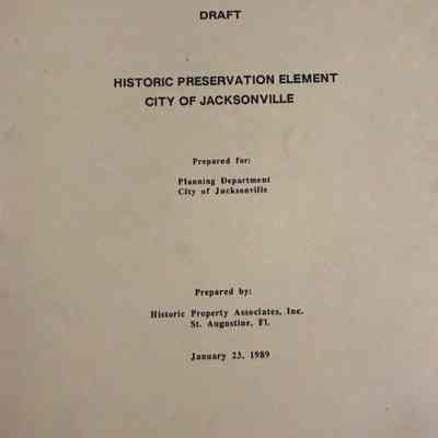 Draft historic preservation element city of Jacksonville