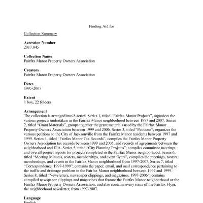 Fairfax Manor Property Owners Association Collection