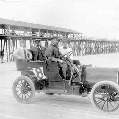 Race car at Atlantic Beach, 1906.