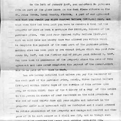 Notice to Bert R. Piper to pay balances due and other correspondence