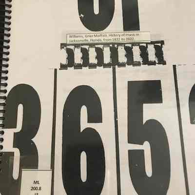 History of music in Jacksonville, Florida, from 1822 to 1922, A.
