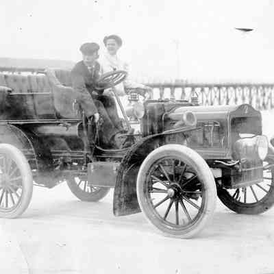 Race car at Atlantic Beach, 1906.
