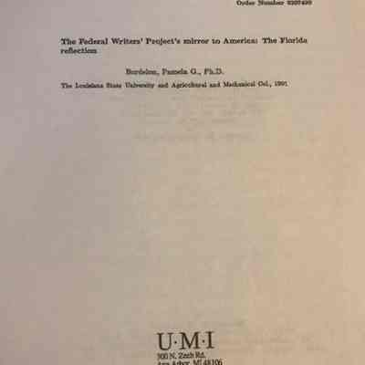 Federal Writers' Project's mirror to America : the Florida reflection.