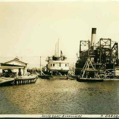 View of Houseboat "Everglades" and Dredge "Davis" at Merrill-Stevens in Miami, FL