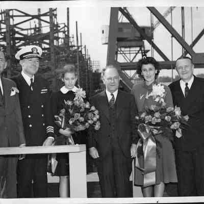 Launching party of the S.S. Harvey Cushing Hull #18, October 31, 1943