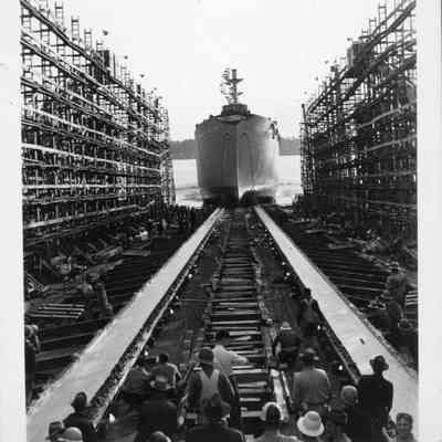 Launching of S.S. Elizabeth C. Bellamy on December 21, 1943 at the St. Johns River Ship Building Co. in Jacksonville, FL.