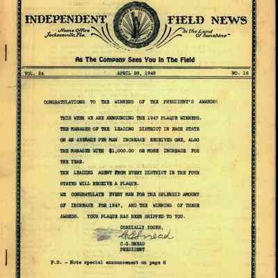 Independent Field News Magazine. April 28, 1948