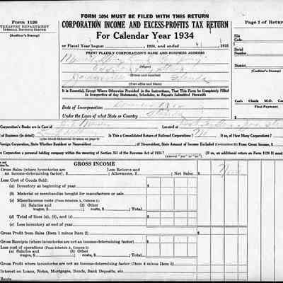 U.S. Internal Revenue Corporation Income and Excess-Profits Tax Returns 1934-1937