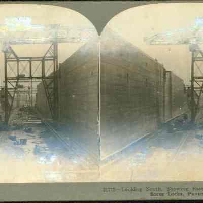 Looking South, Showing East Chamber of Upper Miraflores Locks, Panama Canal