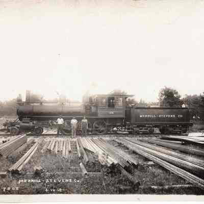 Merrill-Stevens Co. railroad engine and car