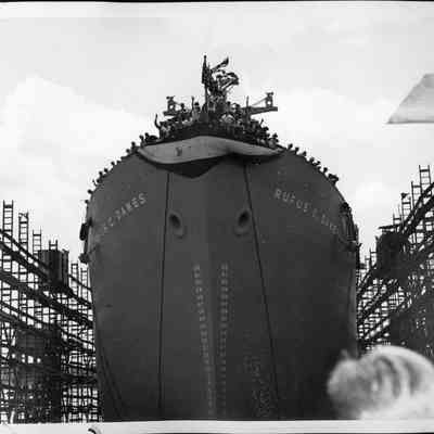 S.S. Rufus C. Dawes sliding down The Ways.