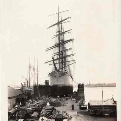 Barque Hougomont at Merrill-Stevens Shipyard, 1928.