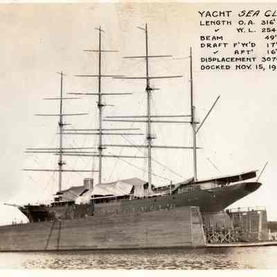 Yacht "Sea Cloud" at the Merrill-Stevens Dry Dock & Repair Co. in 1938.