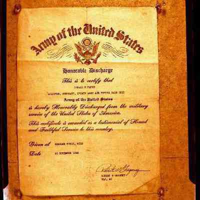 Donald F. Hahne Honorable Discharge