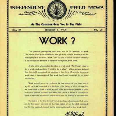 Independent Field News Magazine. December 5, 1949.