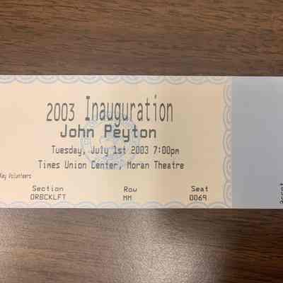 Ticket to 2003 Inauguration of John Peyton