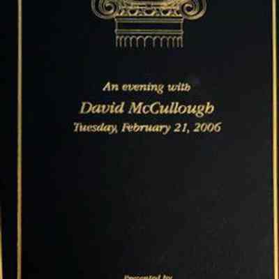 Evening with David McCullough, Tuesday, February 21, 2006, Florida Forum.