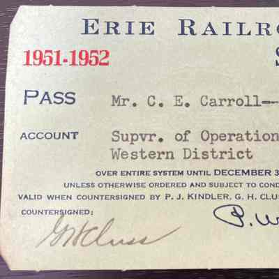 Erie Railroad Pass, 1951-1952