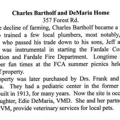 Charles Bartholf and DeMaria Home Caption