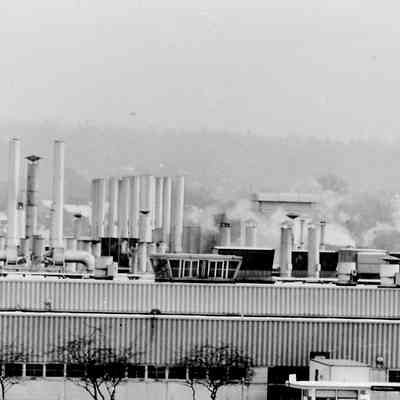 Ford Assembly Plant smoke stacks in the 1970's