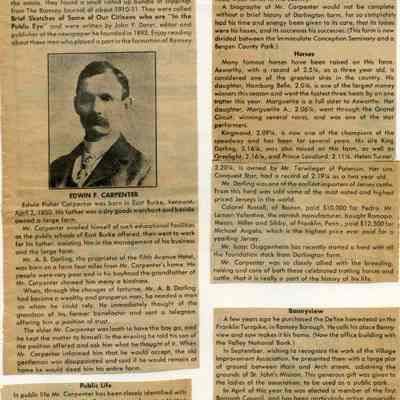 Biography of E.F. Carpenter from Ramsey Journal, 1910-1911/1977